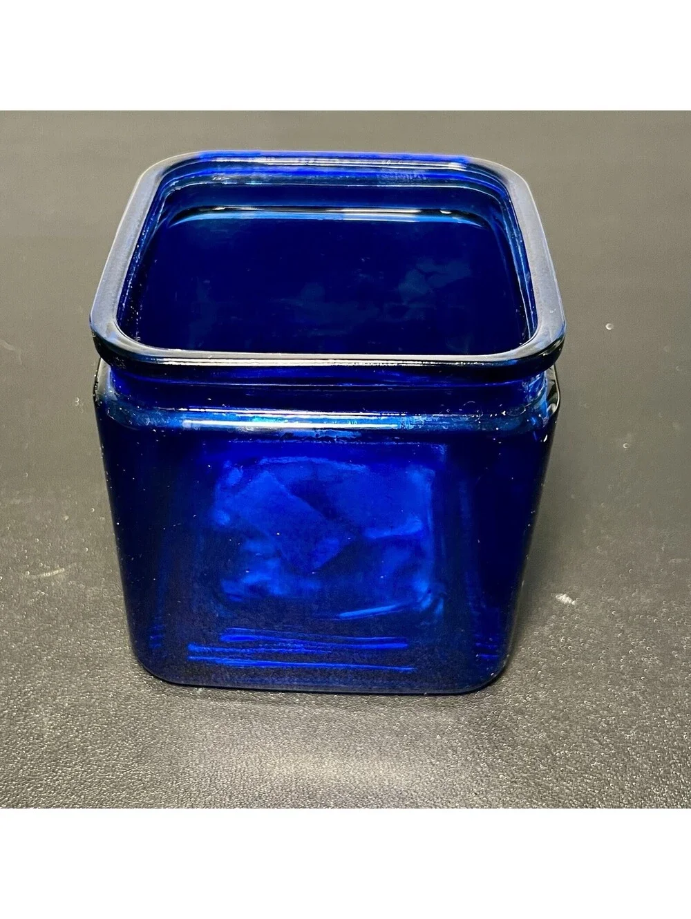 NWT Vintage 1990s Cobalt Blue Glass Square Vase, 4.5x5”